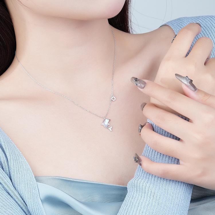 Dolphin Moonstone Necklace | S925 Silver | Moonstone