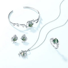 Leaf Vine Moss Earrings Sterling Silver | S925 Silver | Moss Agate