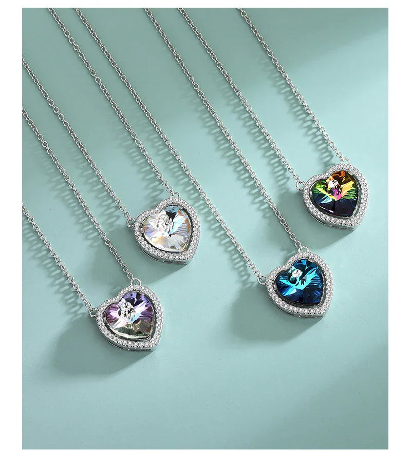 Ocean’s Heart Pendant Necklace | S925 silver | Liora Crystal