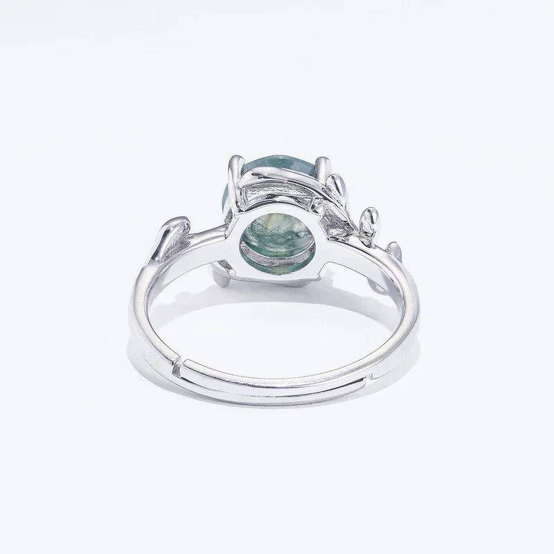 Secret Garden Ring - Self-Sizing | S925 Silver | Moss Agate Stone