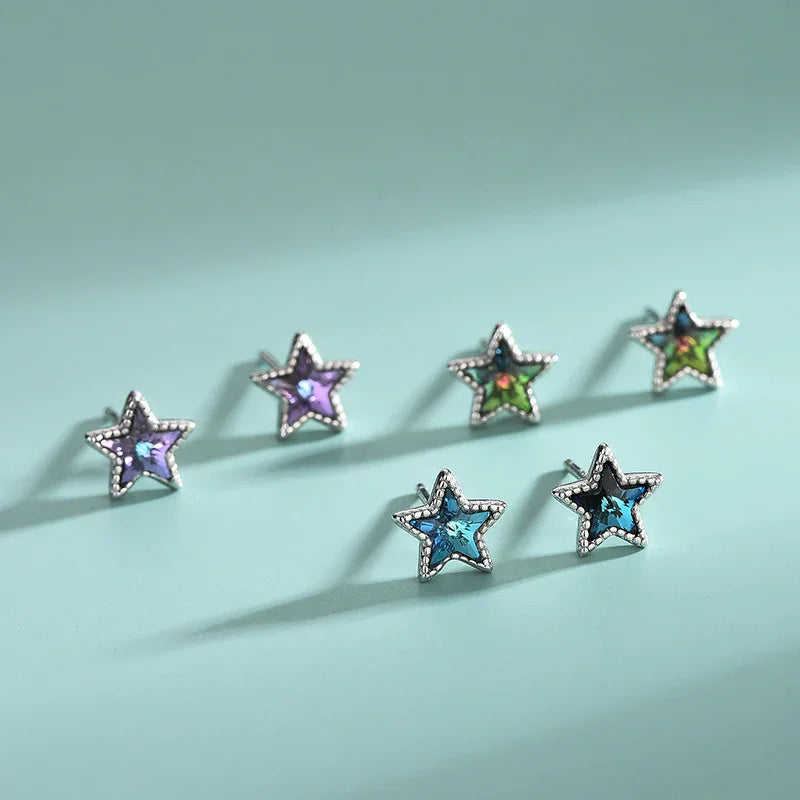 Stardust Ombre Stud Earrings  | S925 Silver | Liora Crystal