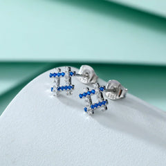 Blue Checkerboard Studs | S925 silver | Liora Gems