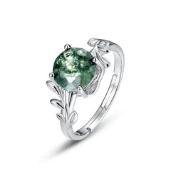 Secret Garden Ring - Self-Sizing | S925 Silver | Moss Agate Stone