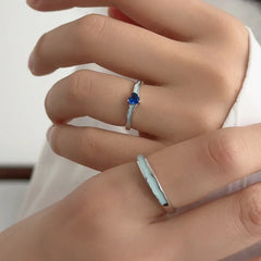 Tidal Current Band and Heart Crest Ring | S925 Silver | Luminous enamel