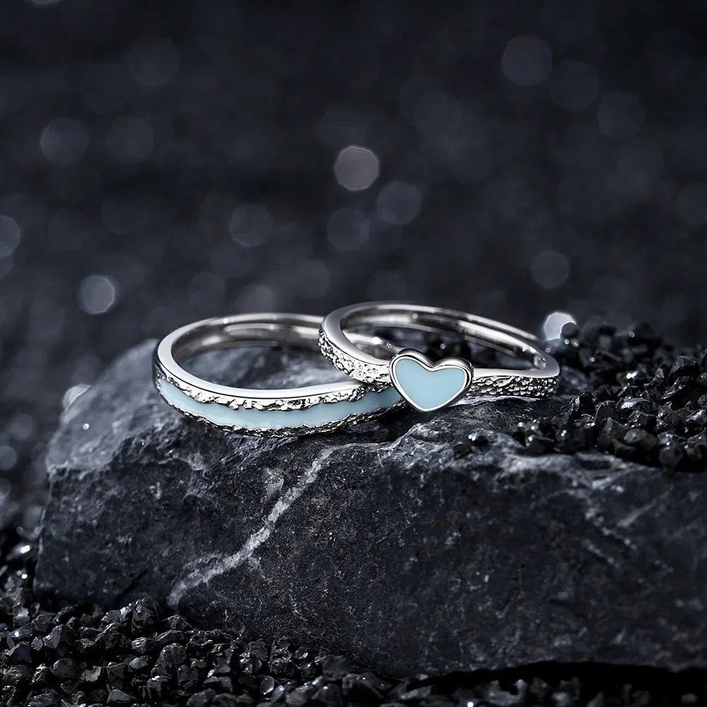 Stardust Current Band and  Heartstream Glow Ring | S925 Silver | Luminous enamel
