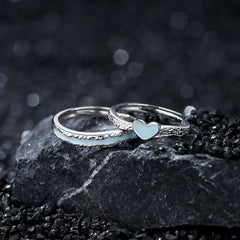 Stardust Current Band and  Heartstream Glow Ring | S925 Silver | Luminous enamel