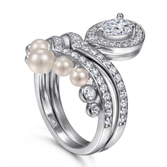 Pearl & Gem Duo Ring Set | S925 | Liora Gems