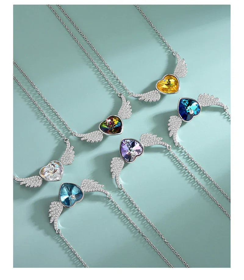 The SERAPH WING Heart Necklace  | S925 Silver | Liora Crystal