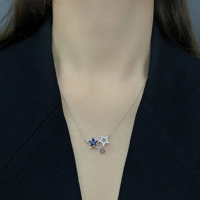 Celestial Twins Star Necklace  | S925 Silver | Liora Crystal