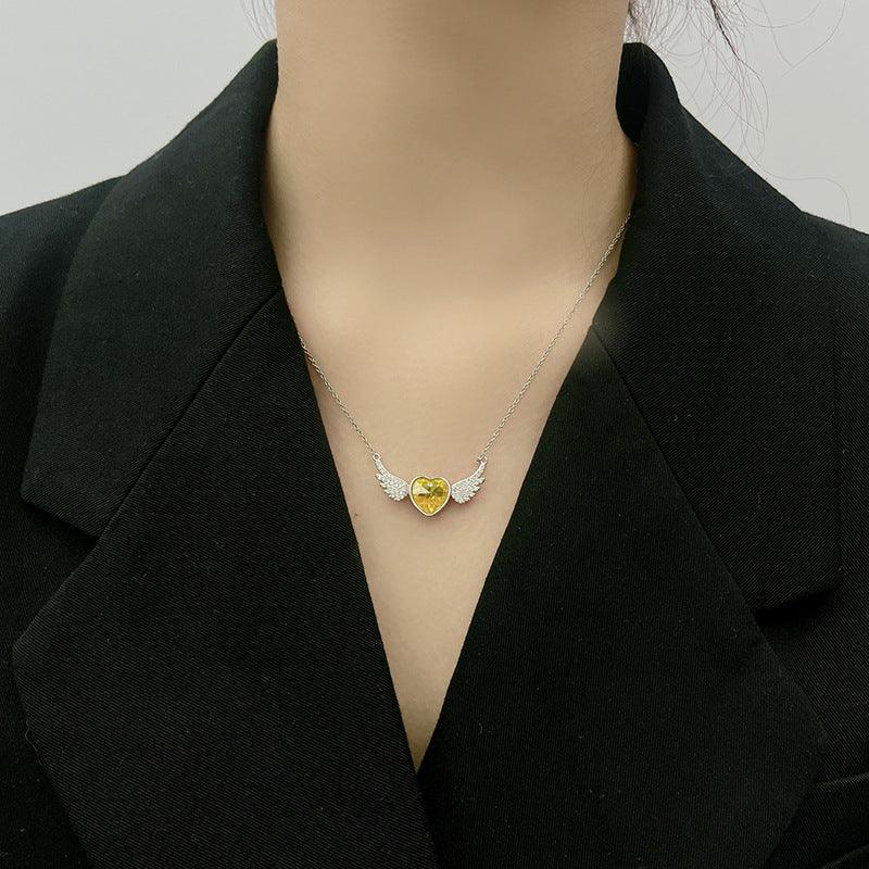 The SERAPH WING Heart Necklace  | S925 Silver | Liora Crystal
