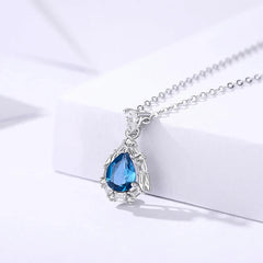 London Blue Topaz Teardrop Necklace | S925 Silver | Topaz