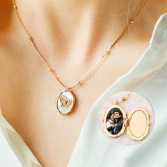 Whispering Wings: Butterfly Photo Locket Necklace