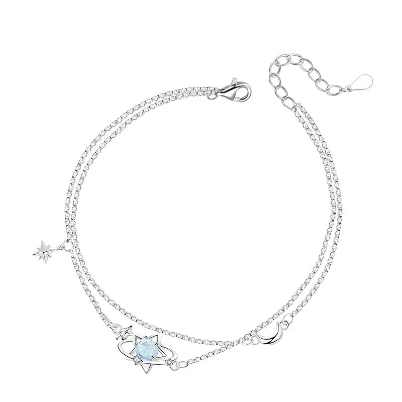 Celestial Orbit Glass Stone Necklace | S925 Silver | Liora Gem