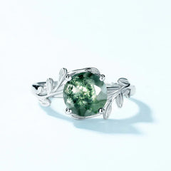 Secret Garden Ring - Self-Sizing | S925 Silver | Moss Agate Stone