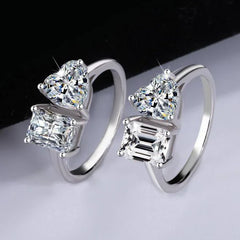 Twin Flames Ring | Silver | Moissanite
