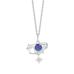 Celestial Orbit Glass Stone Necklace | S925 Silver | Liora Gem