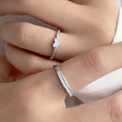 Stardust Current Band and  Heartstream Glow Ring | S925 Silver | Luminous enamel