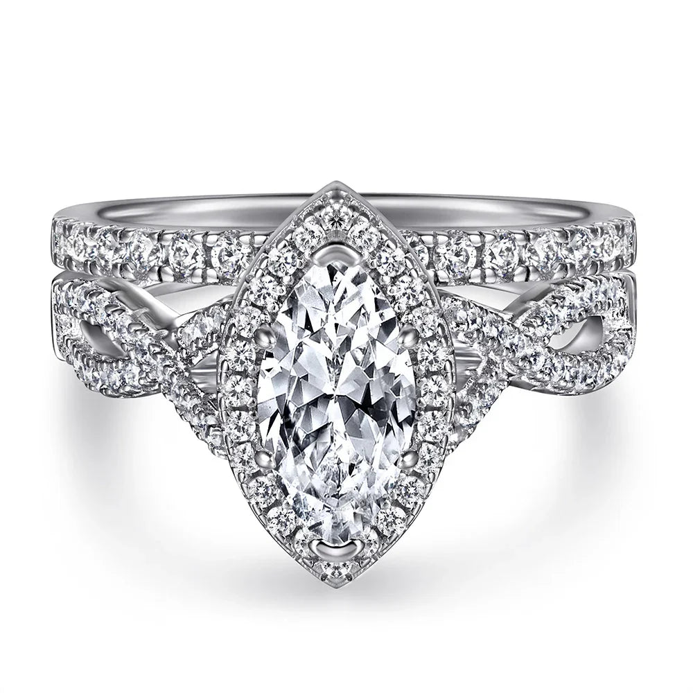 Marquise Cluster Ring Set | S925 Silver | Liora Gems