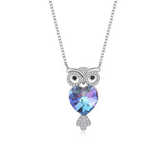 Enchanted Owl Ombré Pendant Necklace | S925 Silver | Liora Crystal