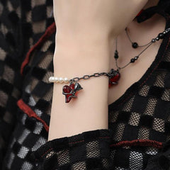 Crimson Bloom Pearl Bracelet | Sustainable Metal | Pearl