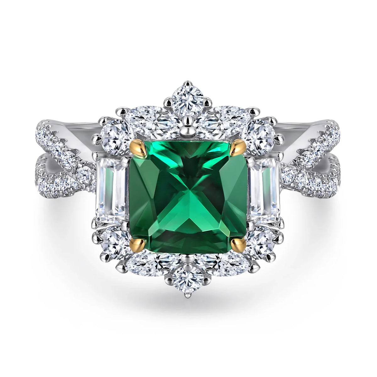 2ct Emerald Queen Ring  | S925 Silver | Liora Crystal