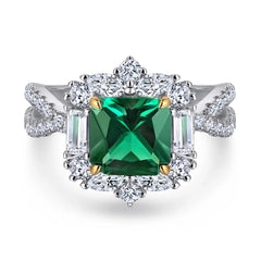 2ct Emerald Queen Ring  | S925 Silver | Liora Crystal