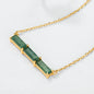 Everou Linear Moss Triad Necklace | 10K Gold S925 Silver | Moss Agate