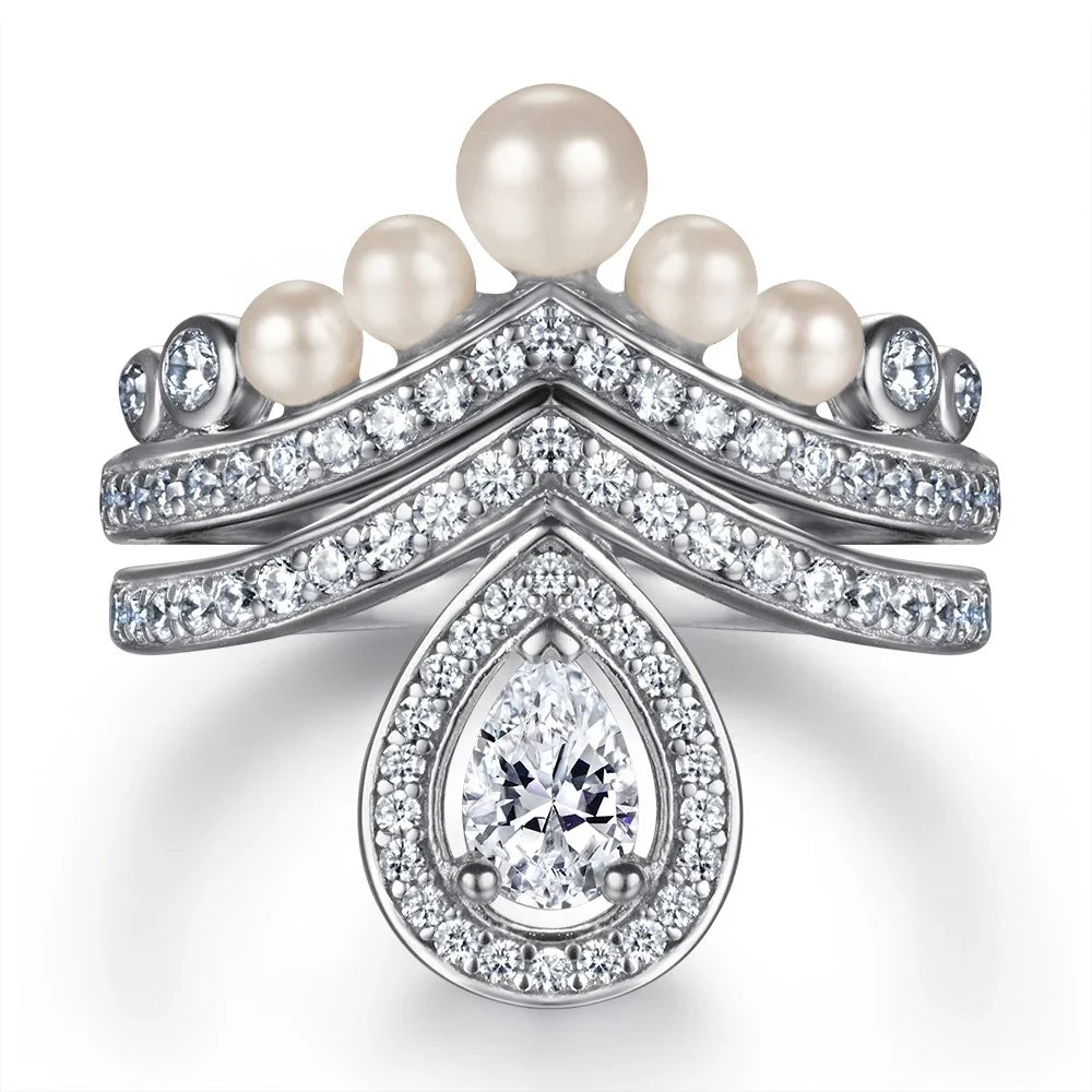 Pearl & Gem Duo Ring Set | S925 | Liora Gems