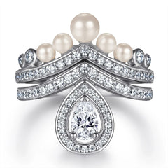 Pearl & Gem Duo Ring Set | S925 | Liora Gems