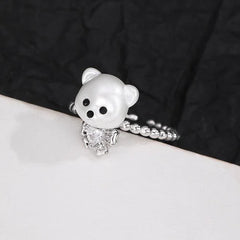 Cream Bear Ring | Sustainable Metal | Liora Gems