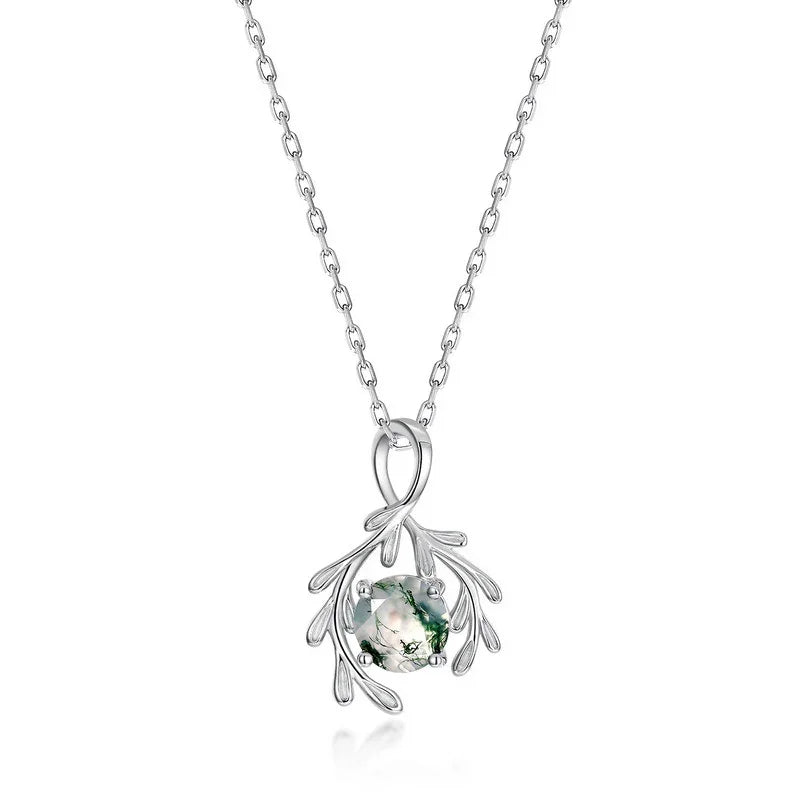 Forest Whisper Necklace | S925 Silver | Moss Agate