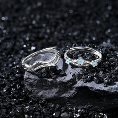 Ocean Crest Band and Starlight Vine Band | S925 Silver | Luminous enamel