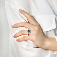 2ct Emerald Queen Ring  | S925 Silver | Liora Crystal