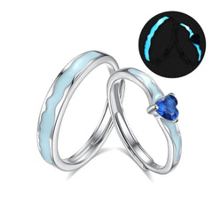 Tidal Current Band and Heart Crest Ring | S925 Silver | Luminous enamel