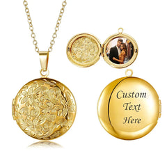 Timeless Circle: Engraved Photo Locket Necklace