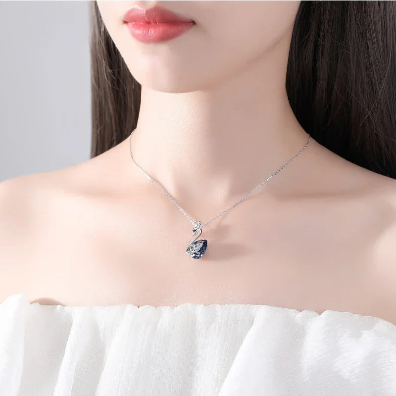 Regal Swan Luster Necklace | S925 Silver | Liora Crystal