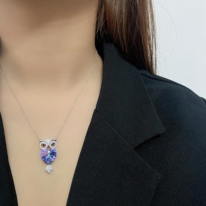 Enchanted Owl Ombré Pendant Necklace | S925 Silver | Liora Crystal