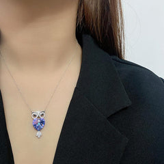 Enchanted Owl Ombré Pendant Necklace | S925 Silver | Liora Crystal