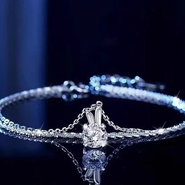 Moon - charm Bunny Moissanite Bracelet - Liora