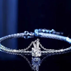 Moon - charm Bunny Moissanite Bracelet - Liora