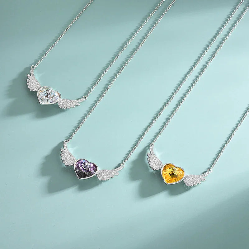 The SERAPH WING Heart Necklace  | S925 Silver | Liora Crystal