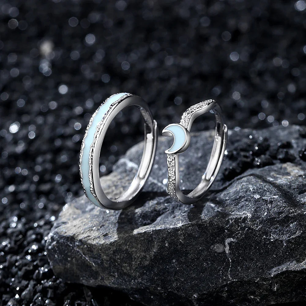 Starlight Channel Band and Lunar Whisper Band  | S925 Silver | Luminous enamel