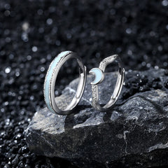 Starlight Channel Band and Lunar Whisper Band  | S925 Silver | Luminous enamel