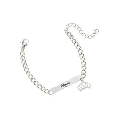 Personalized Steel Crown Charm Bracelet
