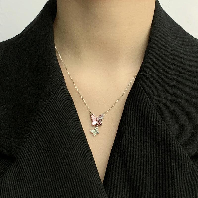 Phantom Butterfly Silver Collarbone Chain  | S925 Silver | Liora Crystal