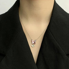 Phantom Butterfly Silver Collarbone Chain  | S925 Silver | Liora Crystal