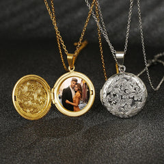 Timeless Circle: Engraved Photo Locket Necklace