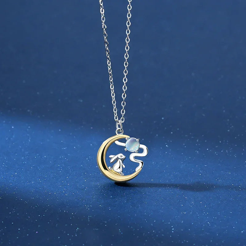 Lunar Rabbit Necklace  | S925 Silver | Moonstone