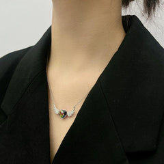 The SERAPH WING Heart Necklace  | S925 Silver | Liora Crystal