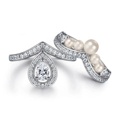 Pearl & Gem Duo Ring Set | S925 | Liora Gems